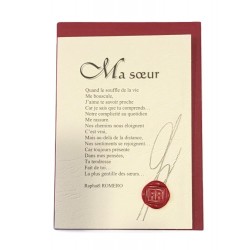 Carte postale poème "Ma sœur" de Raphaël Romero