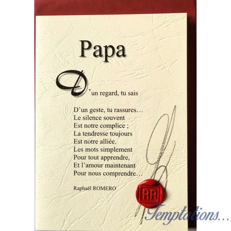 Carte postale poème "Papa" de Raphaël Romero