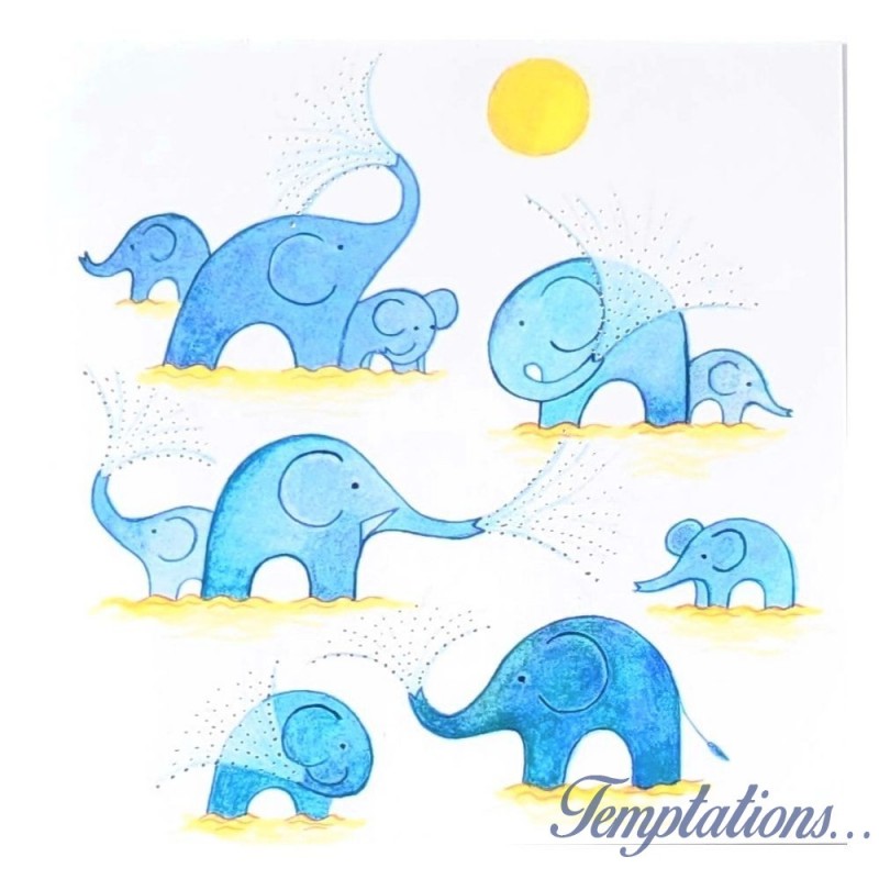 Mini Carte double "Douche d’éléphants " Linda Edwards