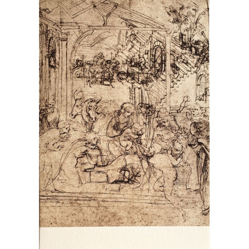 Carte double Rossi " Etude pour l'adoration des mages " Léonardo Da Vinci