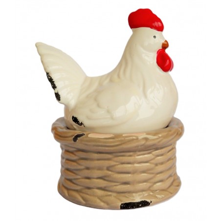 Poule en céramique coquetier