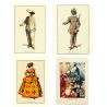 Lot de 4 cartes de costumes traditionnels