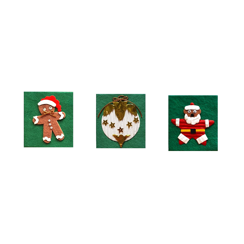 Lot de 3 mini cartes doubles de Noël sur fond vert - Papertree