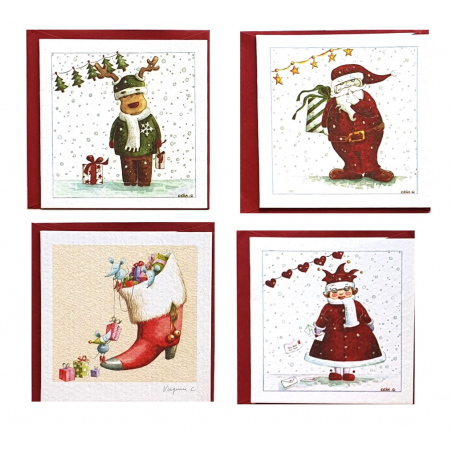 Lot de 4 mini-cartes de Noël – Coté bord’eau