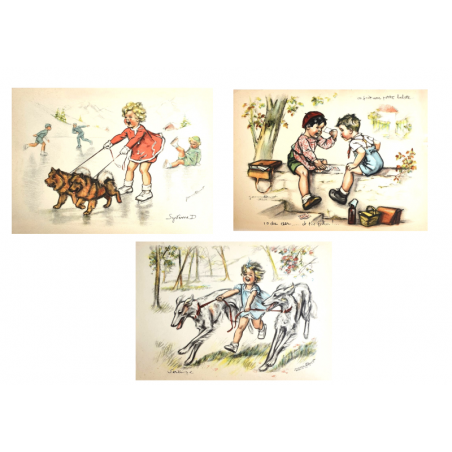 Lot de 3 images vintages Germaine Bouret