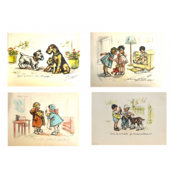 Lot de 4 images vintages Germaine Bouret