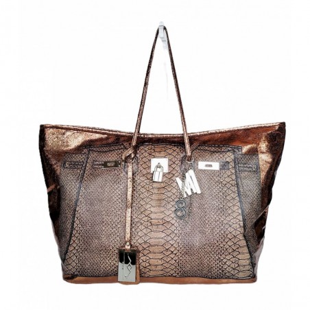 Sac cabas bronze imitation python