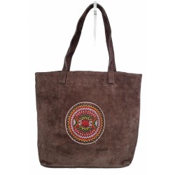 Sac en suédine Marron motif mandala