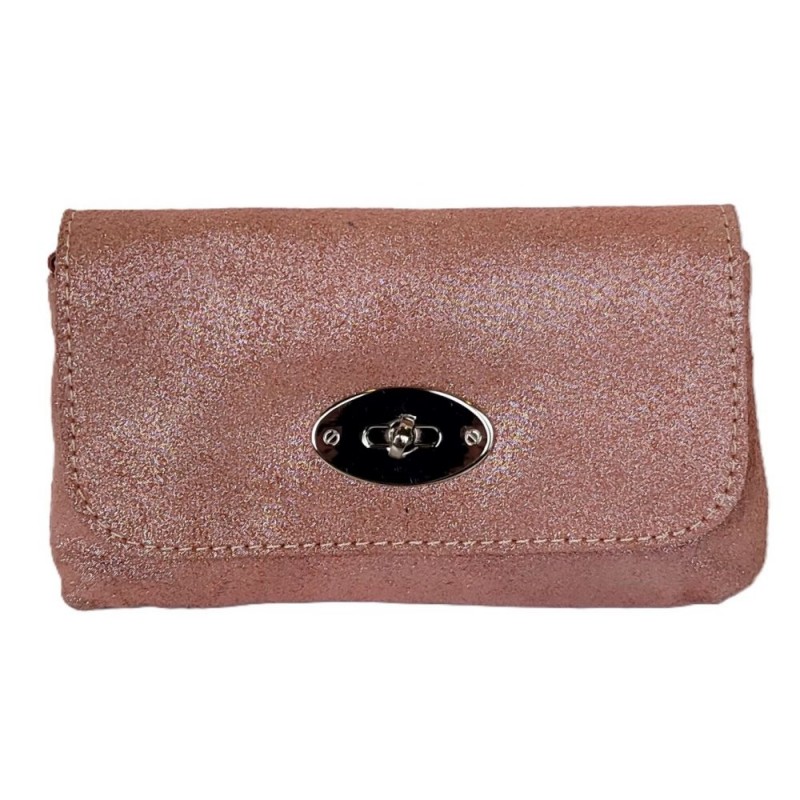 Pochette bandoulière rose irisé