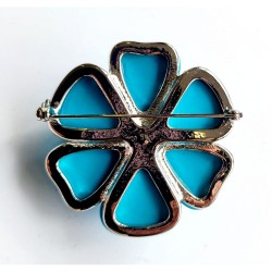 Broche Fleur avec pierres turquoise   - L'officiel Roma