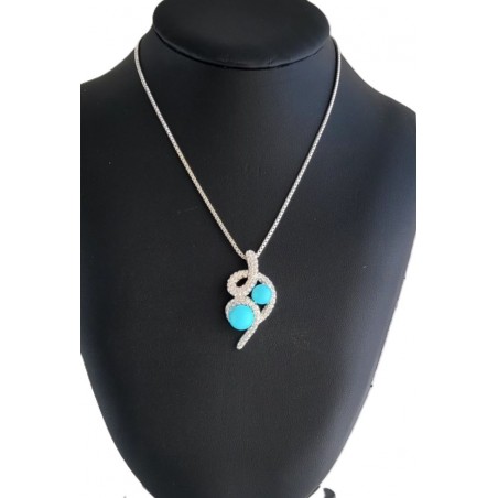 Collier pendentif cœur inversé et perles turquoise - L'officiel Roma