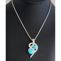 Collier pendentif cœur inversé et perles turquoise - L'officiel Roma