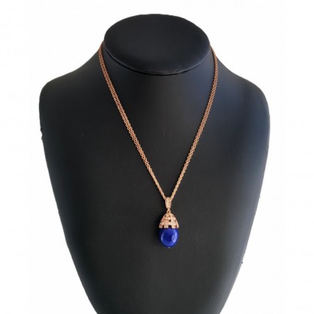 Collier pendentif sphère bleu - L'officiel Roma