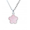 Collier argenté avec pendentif fleur rose