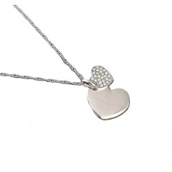 Collier double cœur argent - L'officiel Roma