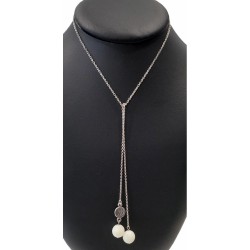 Collier Tac Tac avec perles en céramique blanches