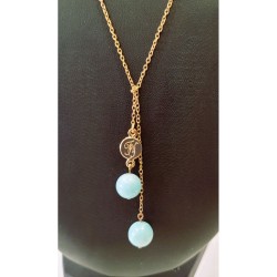 Collier Tac Tac avec perles en céramique turquoises