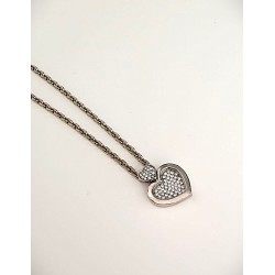 Collier argenté avec pendentif deux cœurs