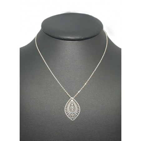 Collier argenté avec pendentif goutte ajourée goutte PM- Brin d'Amour -