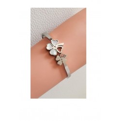 Bracelet argenté trèfle nacre blanc