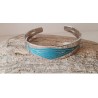 Bracelet plat argenté motifs géométriques bleu - H DUBIN