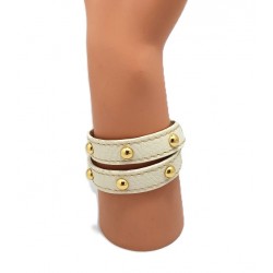 Bracelet en cuir blanc avec...