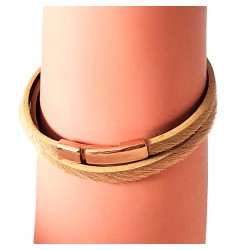 Bracelet en cuir vachette double tours