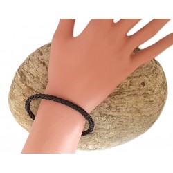 Bracelet homme en cuir tressé marron