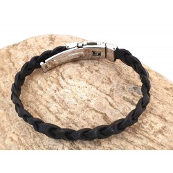 Bracelet homme en cuir noir...