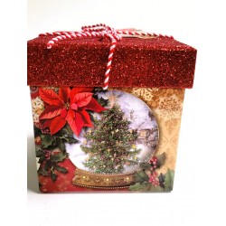 Boîte Cadeau Noël Carré Imprimé Size 10cm & 15cm Rouge et Vert(Rouge Modèle  A 10 cm)